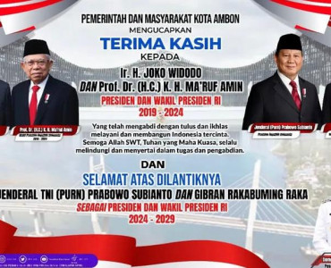Selamat Atas Di Lantiknya Presiden dan Wakil Presiden
