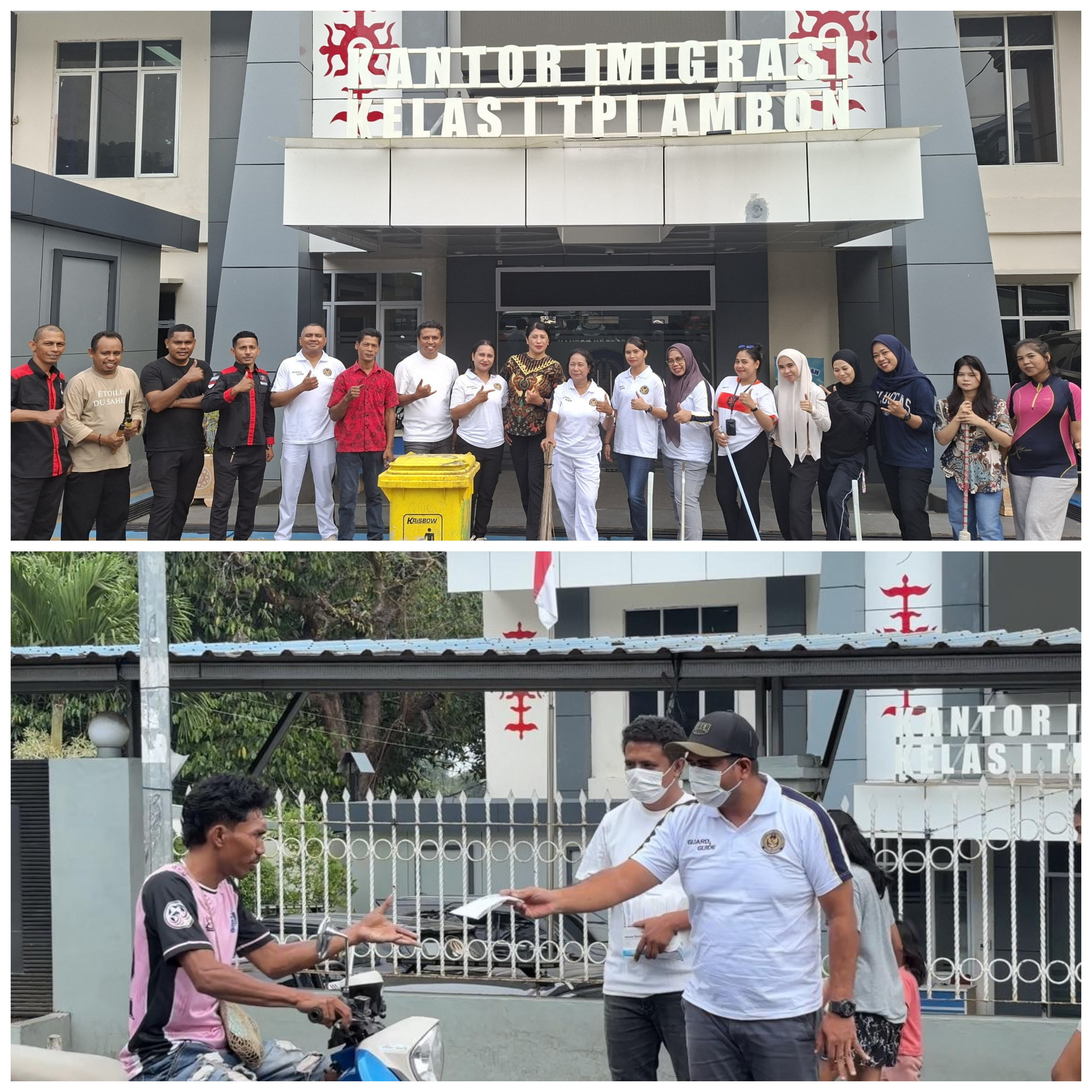 Imigrasi Ambon Gelar Kerja Bakti dan Bagikan Masker di Tengah Kabut Asap