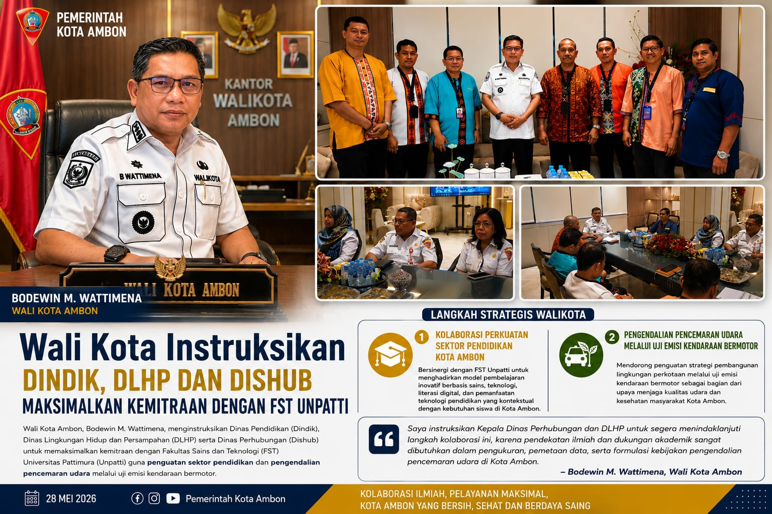Usai Audiensi Dengan FST Unpatti Wattimena Instruksikan Tiga OPD  Percepat Kerja Sama